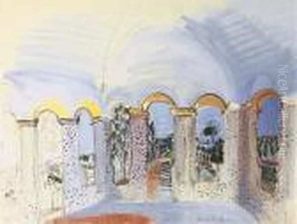 La Terrasse Aux Arcades A Vallauris Oil Painting by Raoul Dufy