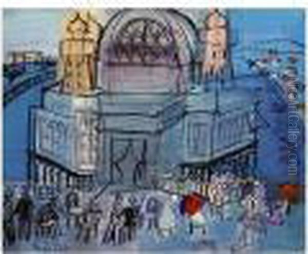 Casino Bleu De Nice Oil Painting by Raoul Dufy