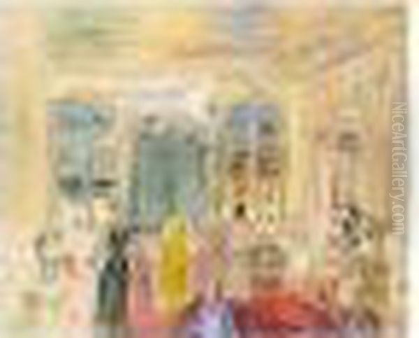 Salon Schiaparelli, Presentation De Couture, Place Vendome A Paris Oil Painting by Raoul Dufy