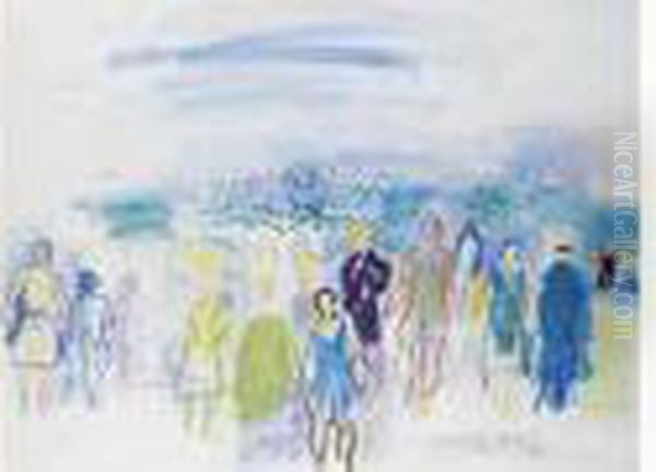 Promenade Devant La Plage. Oil Painting by Raoul Dufy