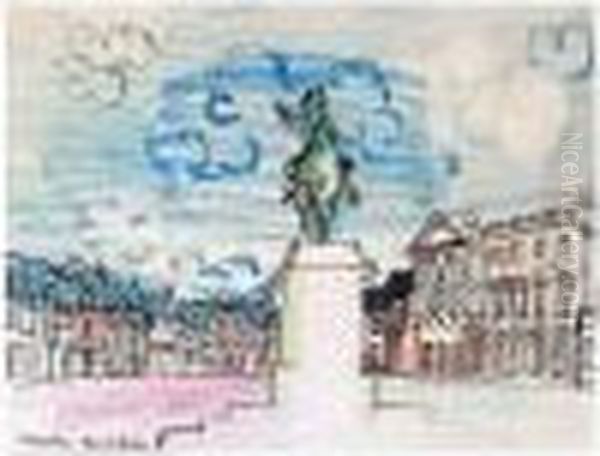 La Statue De Louis Xiv Dans La Cour De Versailles Oil Painting by Raoul Dufy