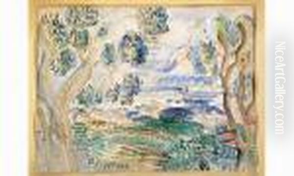 Paysage De Provence, Circa 1923 Oil Painting by Raoul Dufy