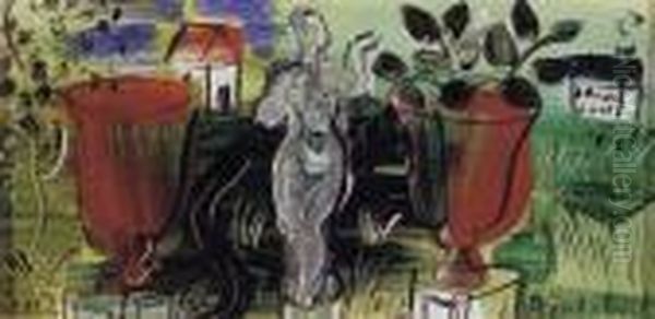 La Statue Aux Deux Vasques Oil Painting by Raoul Dufy