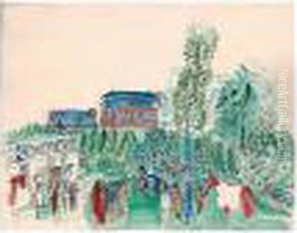 Les Ecuries A Pont-l'eveque Oil Painting by Raoul Dufy