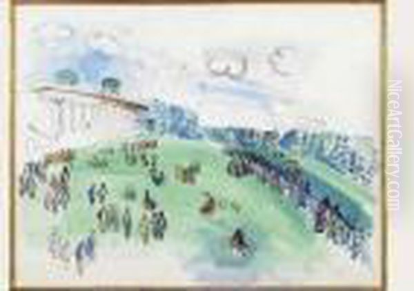 Champ De Courses A Chantilly Oil Painting by Raoul Dufy