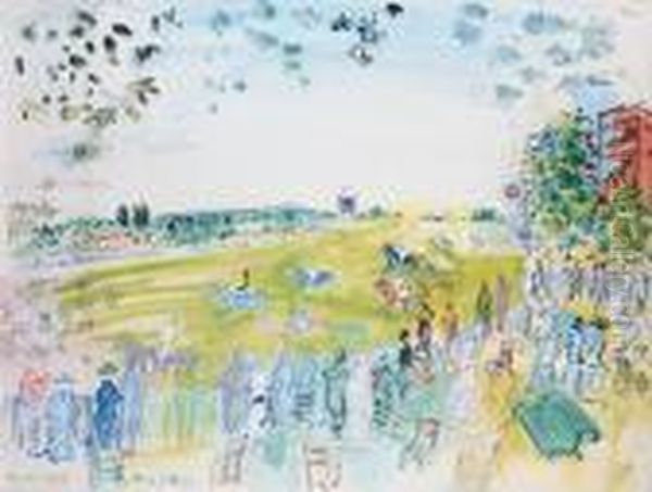 Les Courses A Ascot Oil Painting by Raoul Dufy