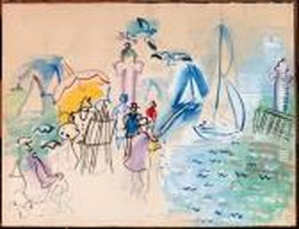 Promenade Au Bord De La Mer Oil Painting by Raoul Dufy