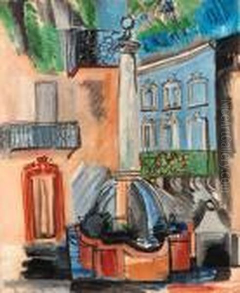 La Fontaine De Vence Oil Painting by Raoul Dufy