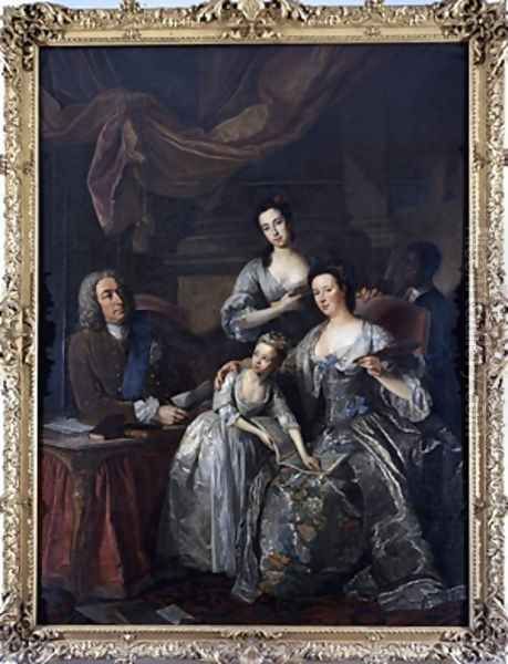 Richard Boyle 3rd Earl of Burlington and 4th Earl of Cork with his wife 0orothy Savile and their daughters Oil Painting by Jean Baptiste van Loo