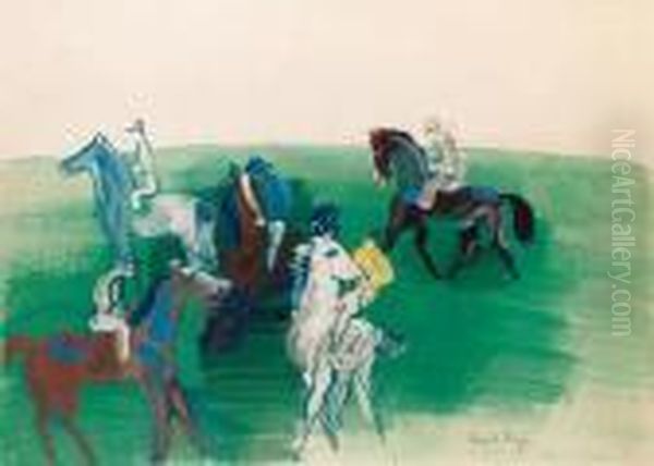 Chevaux Et Jockeys Oil Painting by Raoul Dufy