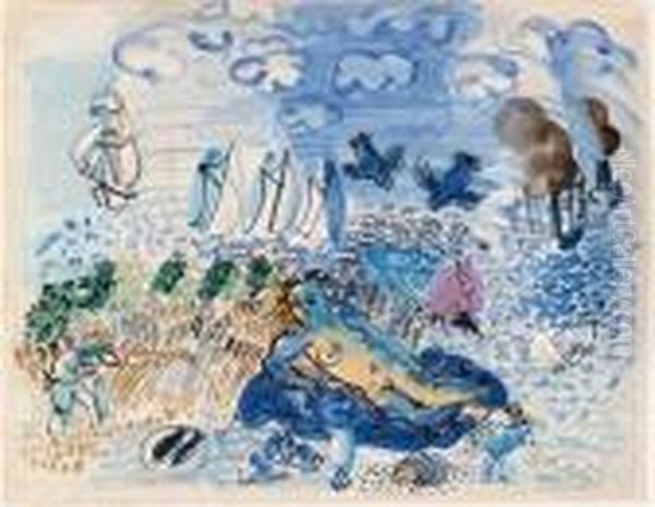 Crs Au Bord De La Mer Oil Painting by Raoul Dufy