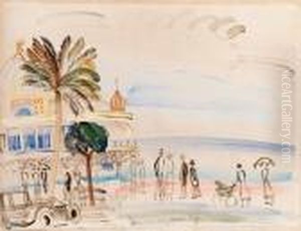 Promeneurs Devant Le Casino De Nice Oil Painting by Raoul Dufy