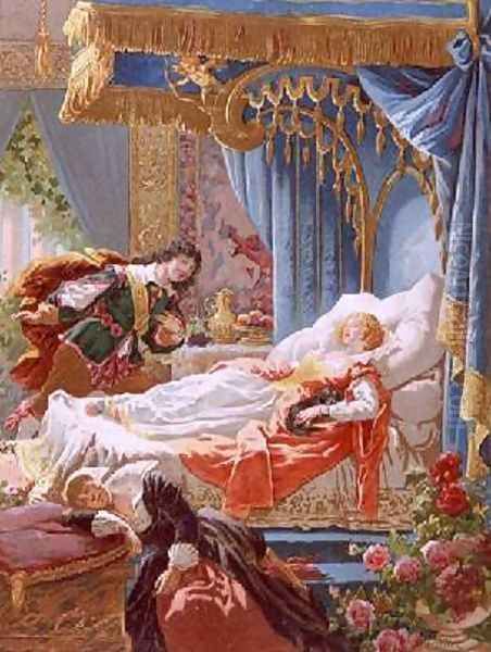 Sleeping Beauty and Prince Charming Oil Painting by Frederic-Theodore Lix