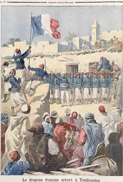 The Raising of the French Flag at Timbuktu Oil Painting by Frederic-Theodore Lix