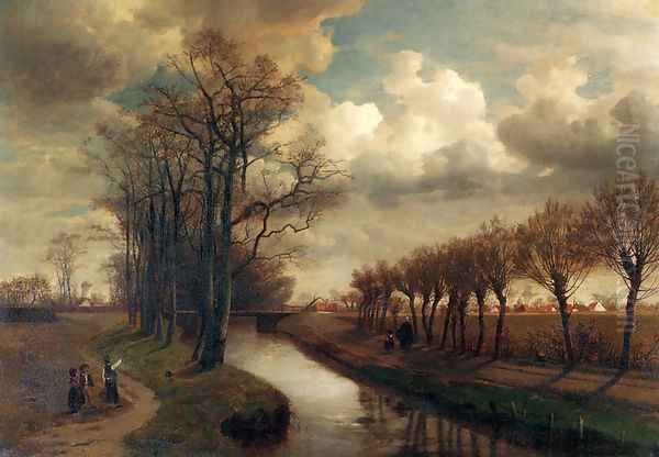 By The Canal Oil Painting by Jean-Pierre-Francois Lamoriniere