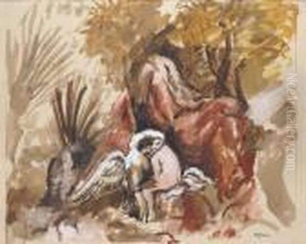 Leda Et Le Cygne Oil Painting by Charles Georges Dufresne