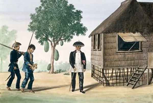 A Prisoner led off by a Policeman and a Councillor Oil Painting by Jose Honorato Lozano