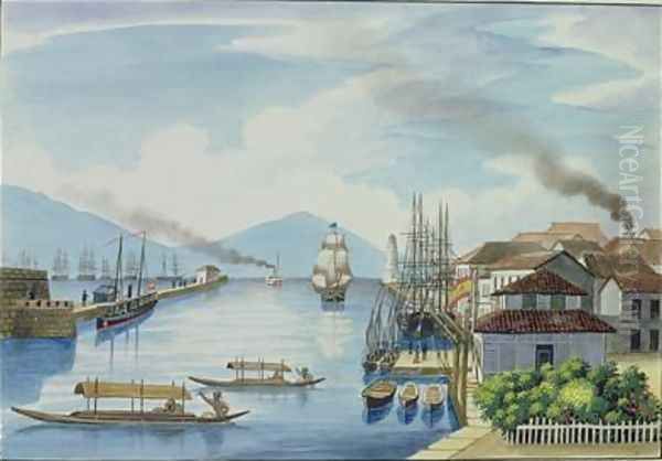 Mouth of the Passig River Oil Painting by Jose Honorato Lozano