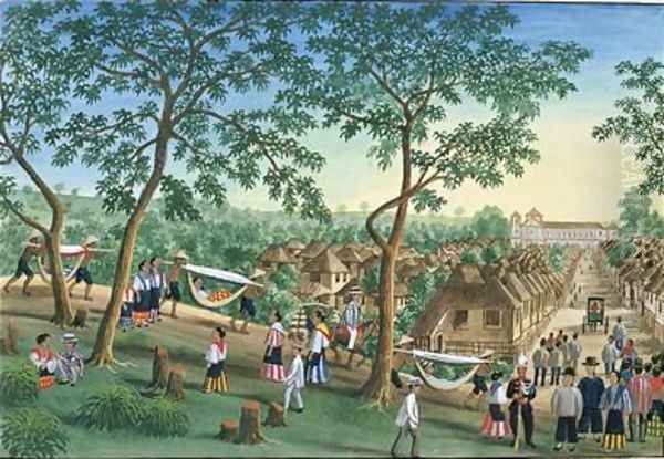 Outing to the Antipolo Fiesta Oil Painting by Jose Honorato Lozano