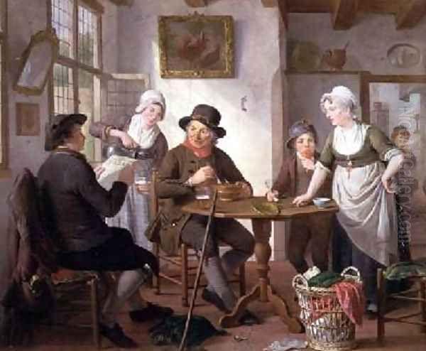 An Inn Interior Oil Painting by Adriaan de Lelie