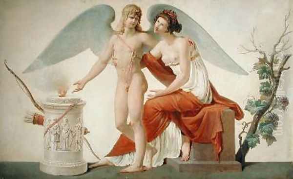 Cupid Inviting Venus to a Sacrifice Oil Painting by Louis Lafitte