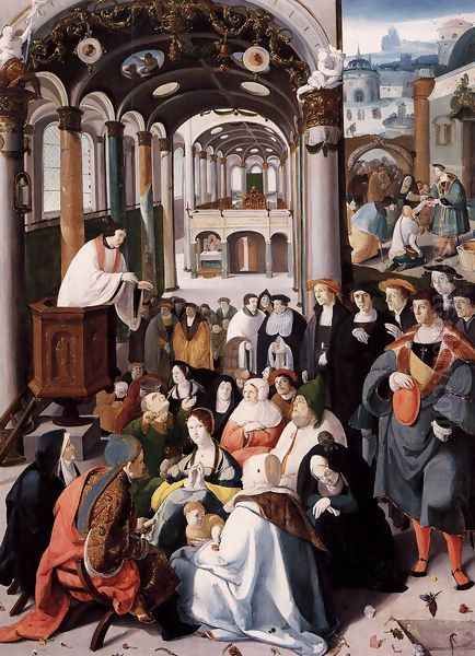 Church Sermon c. 1530 Oil Painting by Aertgen van Leyden