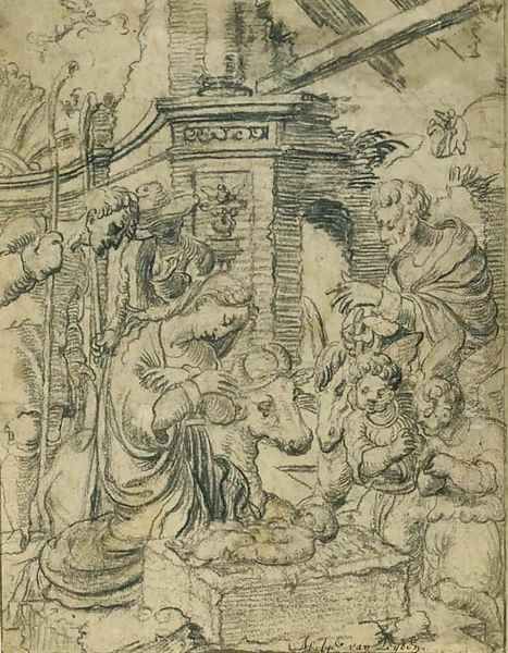 The Adoration of the Shepherds Oil Painting by Aertgen van Leyden