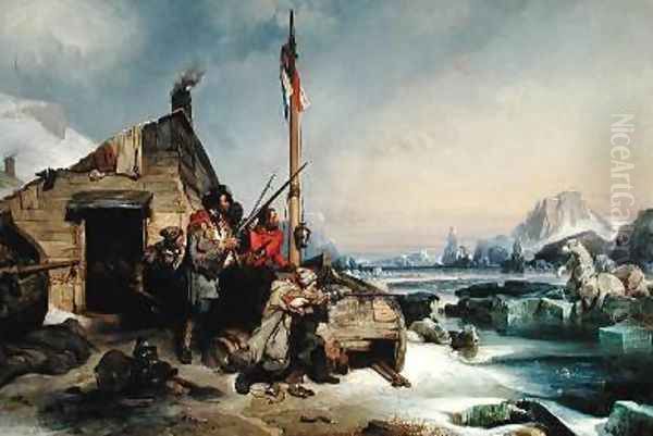 Wintering of a Team of Dutch Sailors on the Eastern Coast of Novaya Zemlya Oil Painting by Eugene Lepoittevin