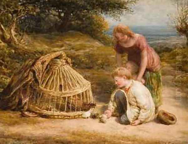 Feeding the Chicks 1862 Oil Painting by John Linnell