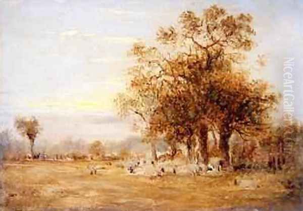 Sheep Grazing 1835 Oil Painting by John Linnell