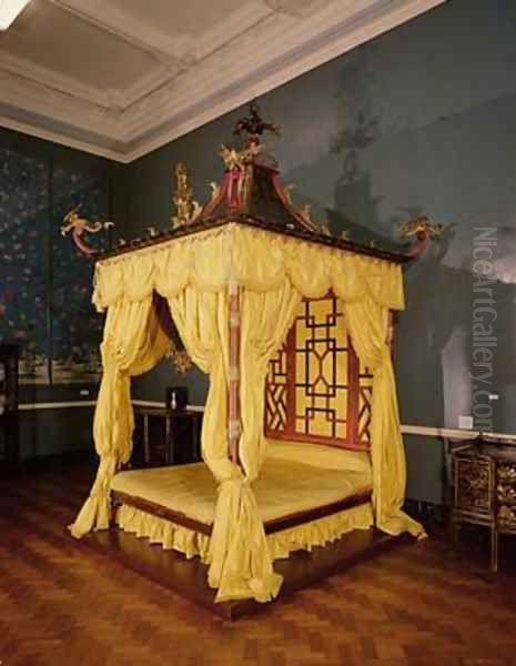 Four Poster Bed in the Chinese style 1750s Oil Painting by John Linnell