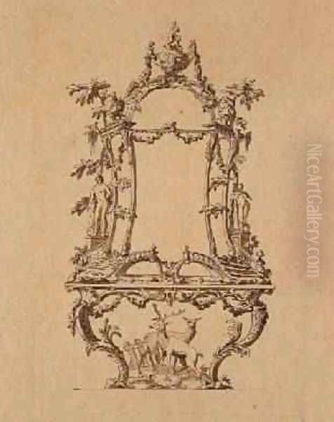 Design for a Console Table 2 Oil Painting by John Linnell