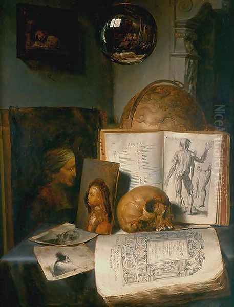 Vanitas Still-Life with a Skull 1635-40 Oil Painting by Simon Luttichuijs