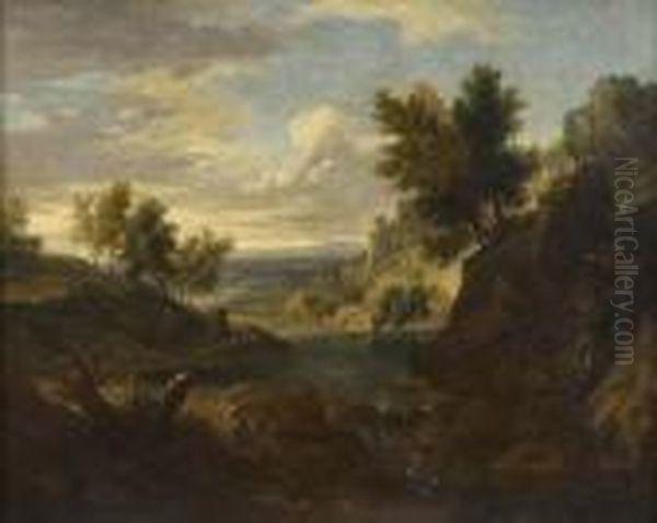 Paesaggio Con Figure Oil Painting by Gaspard Dughet Poussin