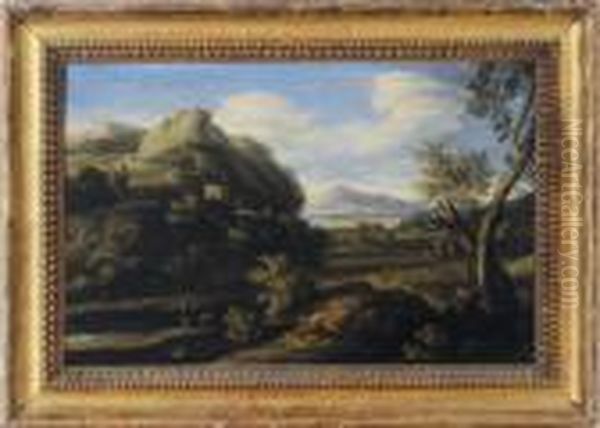 Figures In An Arcadian Landscape Oil Painting by Gaspard Dughet Poussin