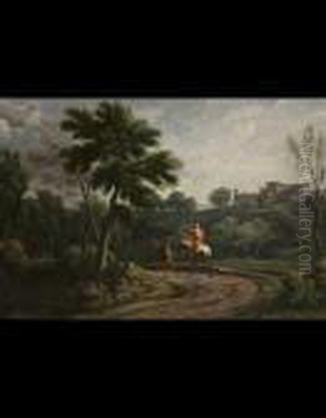 Paesaggio Con Viandanti Oil Painting by Gaspard Dughet Poussin