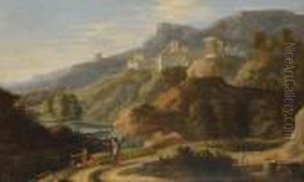 Paesaggio Con Figure Oil Painting by Gaspard Dughet Poussin