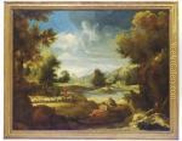 A Classical Landscape Oil Painting by Gaspard Dughet Poussin