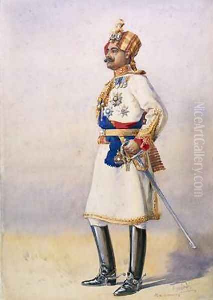 Hon Colonel HH Maharaja Sir Ganja Singh Bahadur of Bikaner Oil Painting by Alfred Crowdy Lovett