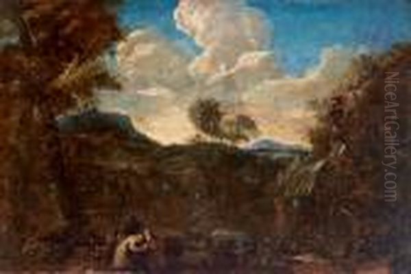 Paesaggio Boschivo Con Figure Oil Painting by Gaspard Dughet Poussin