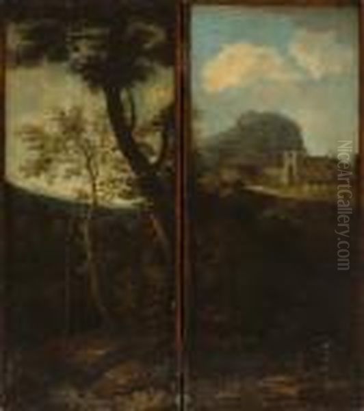 An Italianate Landscape With Figures Oil Painting by Gaspard Dughet Poussin