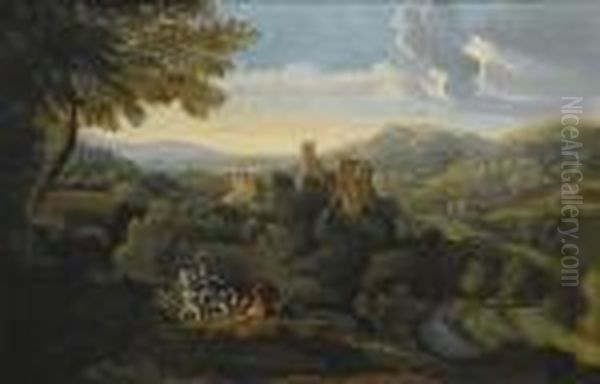 An Extensive Landscape With Erminia And The Shepherds Oil Painting by Gaspard Dughet Poussin