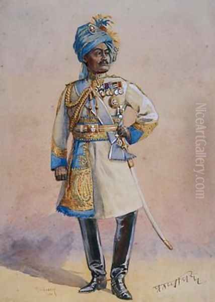 Hon Major-General HH Maharaja Sir Pratap Singh Bahadur Oil Painting by Alfred Crowdy Lovett