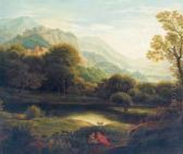 Paesaggio Boschivo Con Figure In Sosta Oil Painting by Gaspard Dughet Poussin