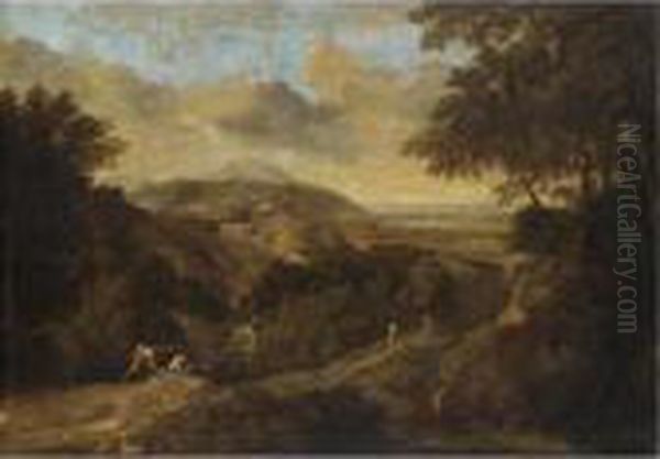 Paesaggio Con Figure Oil Painting by Gaspard Dughet Poussin