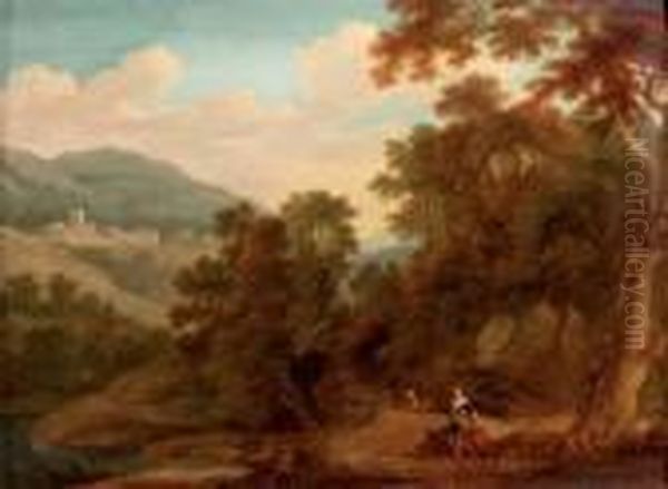 A Mountainous Wooded Landscape Oil Painting by Gaspard Dughet Poussin