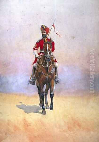 Governors Bodyguard Bomba Musalman Rajput Oil Painting by Alfred Crowdy Lovett