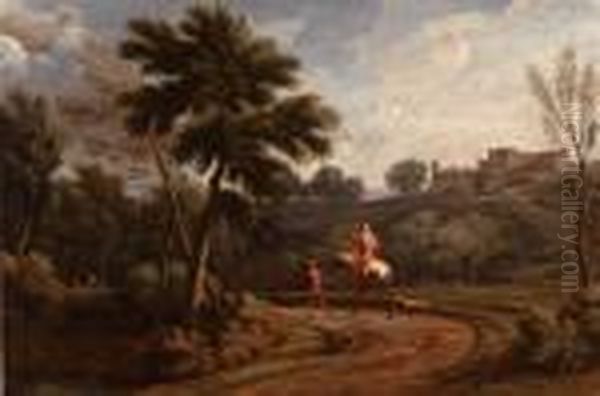 Veduta Della Campagna Laziale Con Viandanti Oil Painting by Gaspard Dughet Poussin