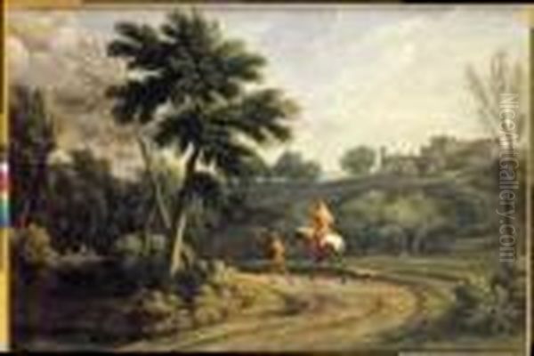 Paesaggio Con Viandanti Oil Painting by Gaspard Dughet Poussin