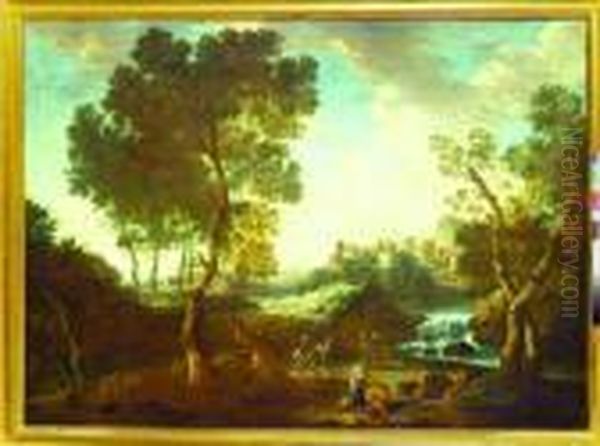 Classical Italian Landscape Oil Painting by Gaspard Dughet Poussin